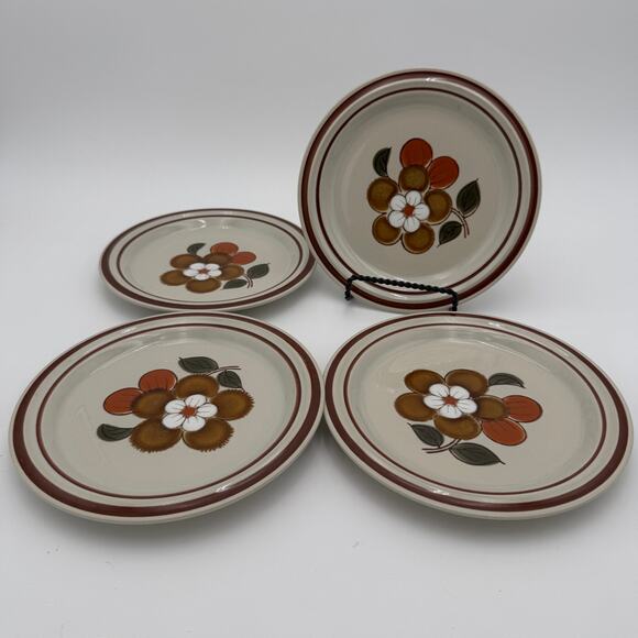 Vintage Salad Plates Garden Festival by Acsons Japan Stoneware Set of 4 - Picture 1 of 8